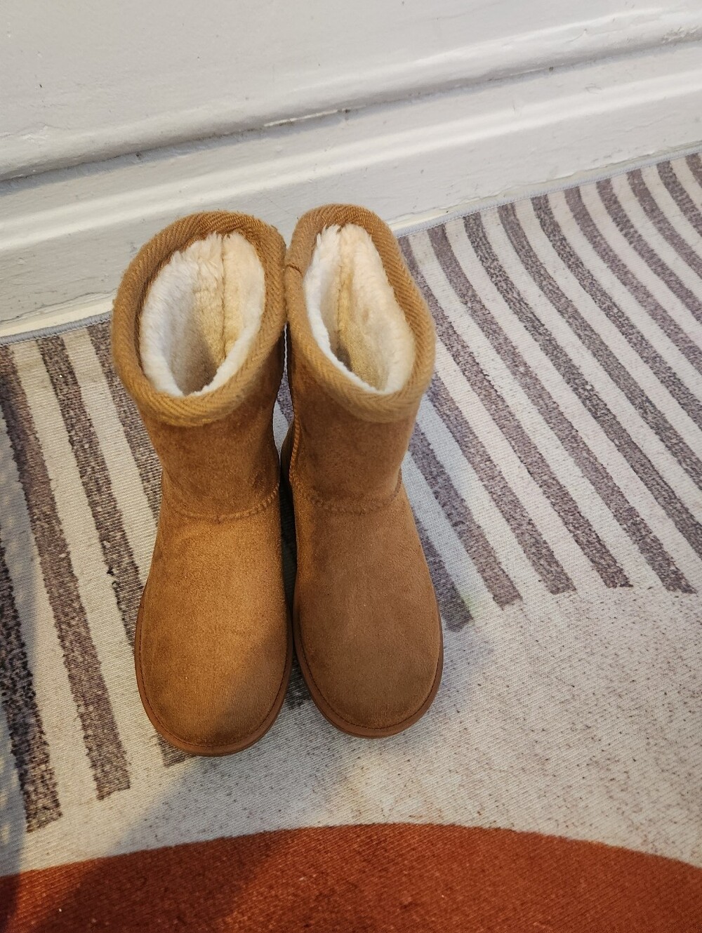 Toddler Girls Chestnut Faux Suede Shearling Winter Ankle Boots Size 10.5